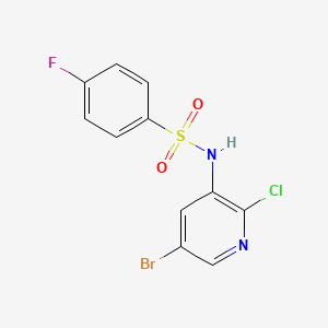 molecular formula C11H7BrClFN2O2S B8518298 N-(5-bromo-2-chloropyridin-3-yl)-4-fluorobenzenesulfonamide 