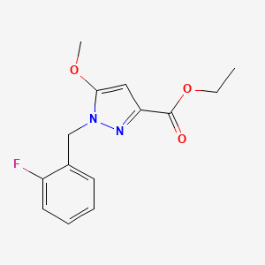 molecular formula C14H15FN2O3 B8518346 ethyl 1-(2-fluorobenzyl)-5-methoxy-1H-pyrazole-3-carboxylate 