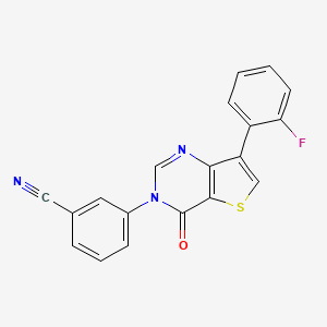 molecular formula C19H10FN3OS B8518451 3-(7-(2-Fluorophenyl)-4-oxothieno[3,2-d]pyrimidin-3(4H)-yl)benzonitrile 