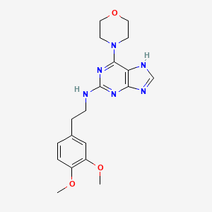molecular formula C19H24N6O3 B8518627 N-[2-(3,4-Dimethoxyphenyl)ethyl]-6-(morpholin-4-yl)-7H-purin-2-amine CAS No. 682337-90-2