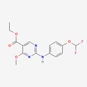 molecular formula C15H15F2N3O4 B8518685 Ethyl 2-((4-(difluoromethoxy)phenyl)amino)-4-methoxypyrimidine-5-carboxylate 