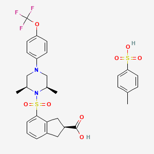 molecular formula C30H33F3N2O8S2 B8518708 (S)-4-[cis-2,6-dimethyl-4-(4-trifluoromethoxy-phenyl)-piperazine-1-sulfonyl]-indan-2-carboxylic acid tosylate 