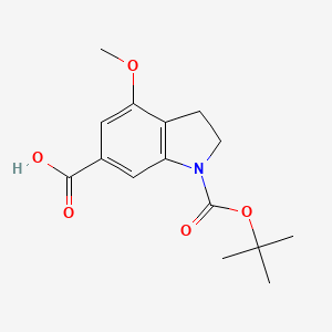 molecular formula C15H19NO5 B8518838 1h-Indole-1,6-dicarboxylic acid,2,3-dihydro-4-methoxy-,1-(1,1-dimethylethyl)ester 