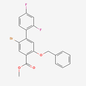molecular formula C21H15BrF2O3 B8518861 Methyl 5-(benzyloxy)-2-bromo-2',4'-difluorobiphenyl-4-carboxylate 