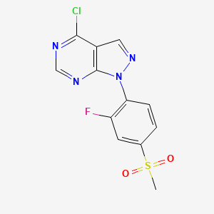 molecular formula C12H8ClFN4O2S B8518926 4-Chloro-1-(2-fluoro-4-methanesulfonyl-phenyl)-1H-pyrazolo[3,4-d]pyrimidine 