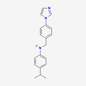 molecular formula C19H21N3 B8519037 Benzenemethanamine,4-(1h-imidazol-1-yl)-n-[4-(1-methylethyl)phenyl]- 