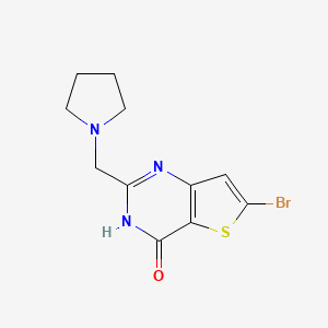 molecular formula C11H12BrN3OS B8519161 6-bromo-2-(pyrrolidin-1-ylmethyl)thieno[3,2-d]pyrimidin-4(3H)-one 