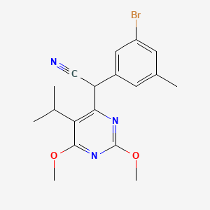 molecular formula C18H20BrN3O2 B8519226 (3-Bromo-5-methyl-phenyl)-(5-isopropyl-2,6-dimethoxy-pyrimidin-4-yl)-acetonitrile 