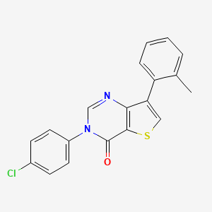molecular formula C19H13ClN2OS B8519558 3-(4-Chlorophenyl)-7-(o-tolyl)thieno[3,2-d]pyrimidin-4(3H)-one 