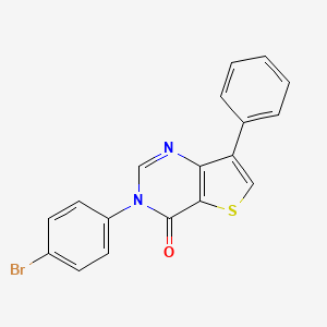 molecular formula C18H11BrN2OS B8519578 3-(4-Bromophenyl)-7-phenylthieno[3,2-d]pyrimidin-4(3H)-one 