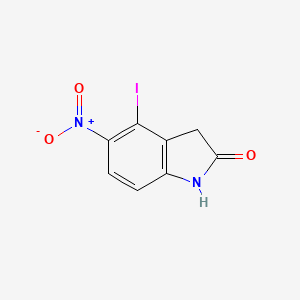 molecular formula C8H5IN2O3 B8519748 1,3-dihydro-4-iodo-5-nitro-2H-indol-2-one 
