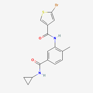 molecular formula C16H15BrN2O2S B8519785 5-Bromo-N-(5-(cyclopropylcarbamoyl)-2-methylphenyl)thiophene-3-carboxamide 