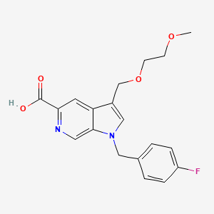 molecular formula C19H19FN2O4 B8519840 1h-Pyrrolo[2,3-c]pyridine-5-carboxylic acid,1-[(4-fluorophenyl)methyl]-3-[(2-methoxyethoxy)methyl]- 