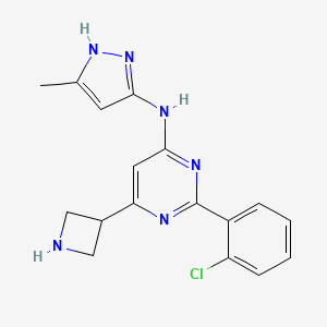 molecular formula C17H17ClN6 B8519923 6-(azetidin-3-yl)-2-(2-chlorophenyl)-N-(5-methyl-1H-pyrazol-3-yl)pyrimidin-4-amine 