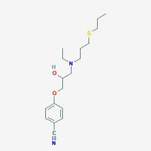 molecular formula C18H28N2O2S B8520006 4-(3-{Ethyl[3-(propylsulfanyl)propyl]amino}-2-hydroxypropoxy)benzonitrile CAS No. 123955-09-9