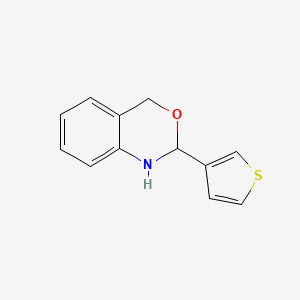molecular formula C12H11NOS B8520119 (+/-)-1,4-dihydro-2-(3-thienyl)-2H-3,1-benzoxazine 