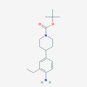 molecular formula C18H28N2O2 B8520278 4-(4-Amino-3-ethyl-phenyl)-piperidine-1-carboxylic acid tert-butyl ester 