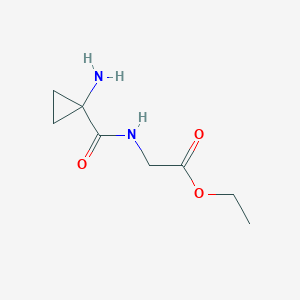 molecular formula C8H14N2O3 B8520340 Ethyl (1-amino-1-cyclopropylcarbonylamino)acetate 