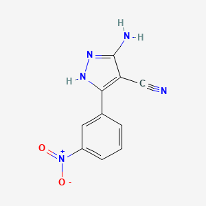 molecular formula C10H7N5O2 B8520491 5-amino-3-(3-nitro-phenyl)-1H-pyrazole-4-carbonitrile 
