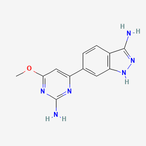 molecular formula C12H12N6O B8520515 6-[2-Amino-6-(methyloxy)-4-pyrimidinyl]-1H-indazol-3-amine 