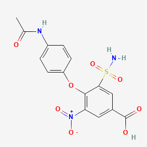 molecular formula C15H13N3O8S B8520567 4-(4-Acetamidophenoxy)-3-nitro-5-sulfamoylbenzoic acid CAS No. 53136-43-9