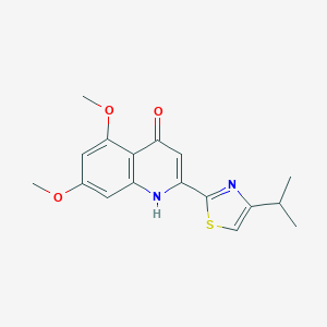 molecular formula C17H18N2O3S B8520608 2-(4-Isopropylthiazol-2-yl)-5,7-dimethoxyquinolin-4-ol 