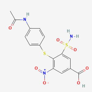 molecular formula C15H13N3O7S2 B8520668 4-(4-Acetamidophenylmercapto)-3-nitro-5-sulfamoylbenzoic acid CAS No. 53136-49-5