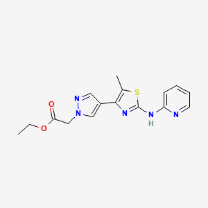 molecular formula C16H17N5O2S B8520719 ethyl 2-(4-(5-methyl-2-(pyridin-2-ylamino)thiazol-4-yl)-1H-pyrazol-1-yl)acetate 