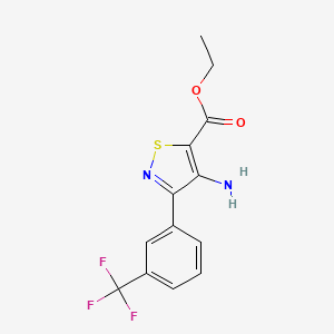 molecular formula C13H11F3N2O2S B8520740 Ethyl 3-(3-trifluoromethylphenyl)-4-amino-5-isothiazolecarboxylate 