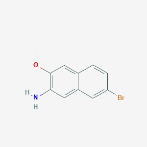 molecular formula C11H10BrNO B8520783 7-Bromo-3-methoxy-naphthalen-2-ylamine 