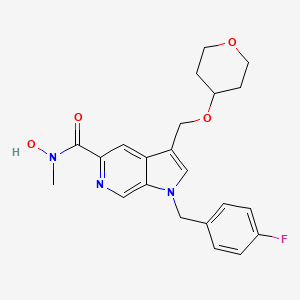 molecular formula C22H24FN3O4 B8520815 1h-Pyrrolo[2,3-c]pyridine-5-carboxamide,1-[(4-fluorophenyl)methyl]-n-hydroxy-n-methyl-3-[[(tetrahydro-2h-pyran-4-yl)oxy]methyl]- 