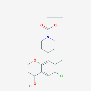 molecular formula C20H30ClNO4 B8520858 Tert-butyl 4-[3-chloro-5-(1-hydroxyethyl)-6-methoxy-2-methylphenyl]piperidine-1-carboxylate 