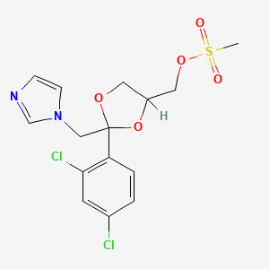 molecular formula C15H16Cl2N2O5S B8521032 cis-2-(2,4-Dichlorophenyl)-2-(1H-imidazole-1-YL)methyl-4-(methane sulfonyloxy)methyl-1,3-dioxalane 