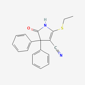 molecular formula C19H16N2OS B8521072 2-(Ethylsulfanyl)-5-oxo-4,4-diphenyl-4,5-dihydro-1H-pyrrole-3-carbonitrile CAS No. 88709-43-7