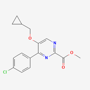 molecular formula C16H15ClN2O3 B8521088 4-(4-Chloro-phenyl)-5-cyclopropylmethoxy-pyrimidine-2-carboxylic acid methyl ester 