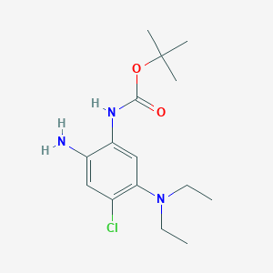 molecular formula C15H24ClN3O2 B8521193 Carbamic acid,[2-amino-4-chloro-5-(diethylamino)phenyl]-,1,1-dimethylethyl ester 