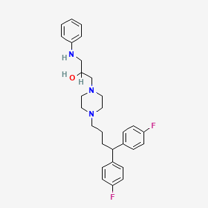 molecular formula C29H35F2N3O B8521405 1-(4,4-Bis(4-fluorophenyl)butyl)-4-(2-hydroxy-3-phenylaminopropyl)piperazine CAS No. 143759-63-1