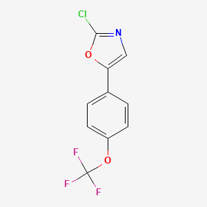 molecular formula C10H5ClF3NO2 B8521558 Oxazole, 2-chloro-5-[4-(trifluoromethoxy)phenyl]- 