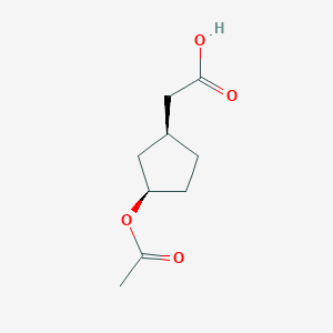 molecular formula C9H14O4 B8521607 [(1S,3R)-3-(Acetyloxy)cyclopentyl]acetic acid CAS No. 61761-66-8