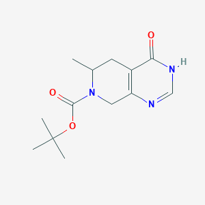 molecular formula C13H19N3O3 B8521618 (+/-)-6-Methyl-4-oxo-4,5,6,8-tetrahydro-3H-pyrido[3,4-d]pyrimidine-7-carboxylic acid tert-butyl ester 