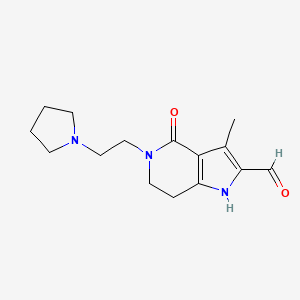 molecular formula C15H21N3O2 B8521901 3-methyl-4-oxo-5-(2-pyrrolidin-1-yl-ethyl)-4,5,6,7-tetrahydro-1H-pyrrolo[3,2-c]pyridine-2-carbaldehyde 