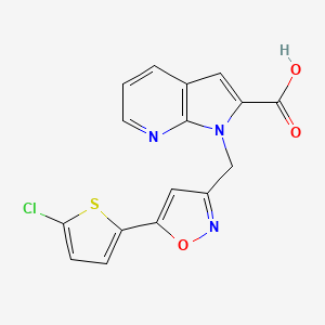 molecular formula C16H10ClN3O3S B8521920 1h-Pyrrolo[2,3-b]pyridine-2-carboxylic acid,1-[[5-(5-chloro-2-thienyl)-3-isoxazolyl]methyl]- 