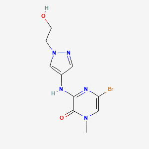 molecular formula C10H12BrN5O2 B8522036 5-Bromo-3-(1-(2-hydroxyethyl)-1H-pyrazol-4-ylamino)-1-methylpyrazin-2(1H)-one 