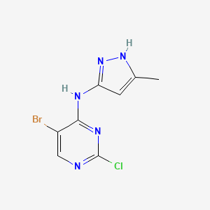 molecular formula C8H7BrClN5 B8522100 5-bromo-2-chloro-4-(5-methyl-1H-pyrazol-3-ylamino)pyrimidine 