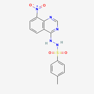molecular formula C15H13N5O4S B8522121 4-Methyl-N'-(8-nitroquinazolin-4-yl)benzene-1-sulfonohydrazide 