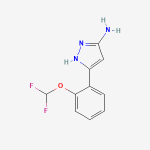 molecular formula C10H9F2N3O B8522151 5-(2-difluoromethoxy-phenyl)-2H-pyrazol-3-ylamine 