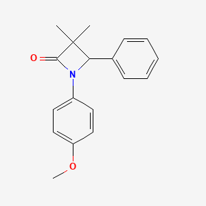 molecular formula C18H19NO2 B8522169 2-Azetidinone, 1-(4-methoxyphenyl)-3,3-dimethyl-4-phenyl- CAS No. 128897-27-8