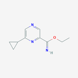 molecular formula C10H13N3O B8522189 Ethyl 6-cyclopropylpyrazine-2-carbimidate 