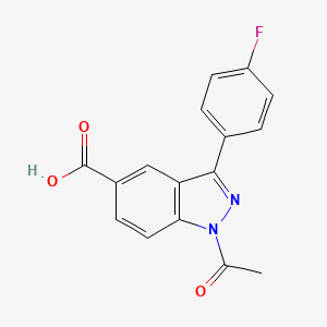 molecular formula C16H11FN2O3 B8522197 1h-Indazole-5-carboxylic acid,1-acetyl-3-(4-fluorophenyl)- 