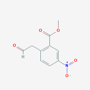 molecular formula C10H9NO5 B8522458 Methyl 5-nitro-2-(2-oxoethyl)benzoate 